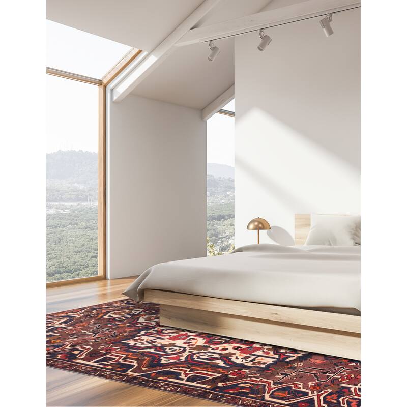 ECARPETGALLERY Hand-knotted Kayseri Vintage Dark Red Wool Rug - 5'1 x 9'1