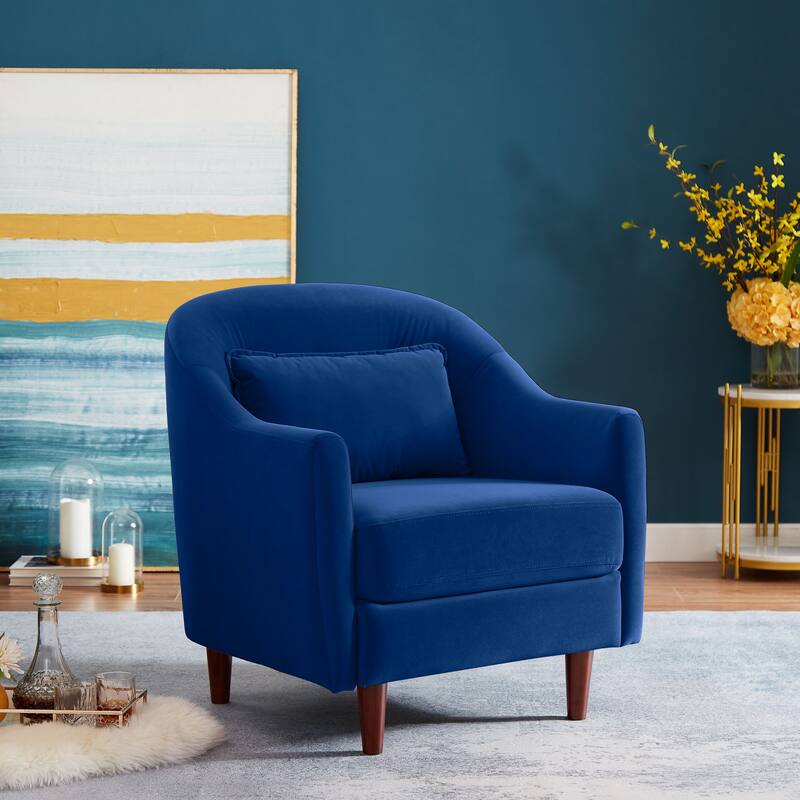 VANOMi 28.34''W Set Of 2 Accent Armchair, Velvet Barrel Chair with Solid Wood Legs