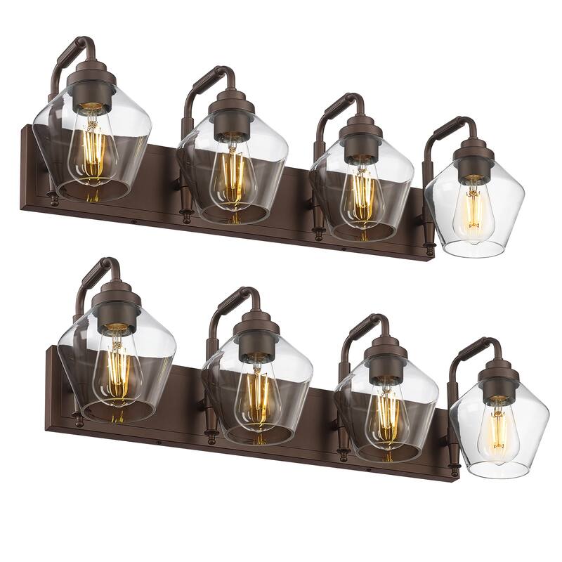 Modern 3/4-Light Bathroom Vanity Light in Oil-Rubbed Bronze/Gold