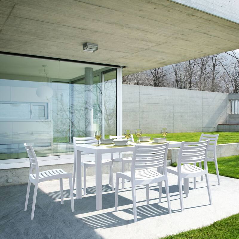 55" White Patio Rectangular Dining Table