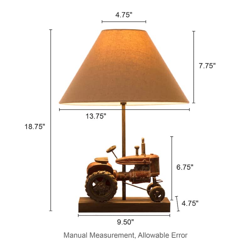 Glitzhome Polyresin Farmhouse Truck Seahorse Table Lamp Fall Thanksgiving Gifts