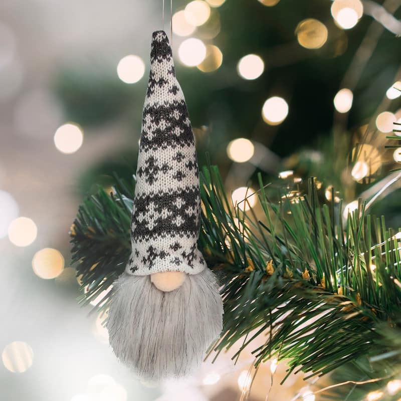 6.25" Gnome Head with Hat Hanging Christmas Ornament