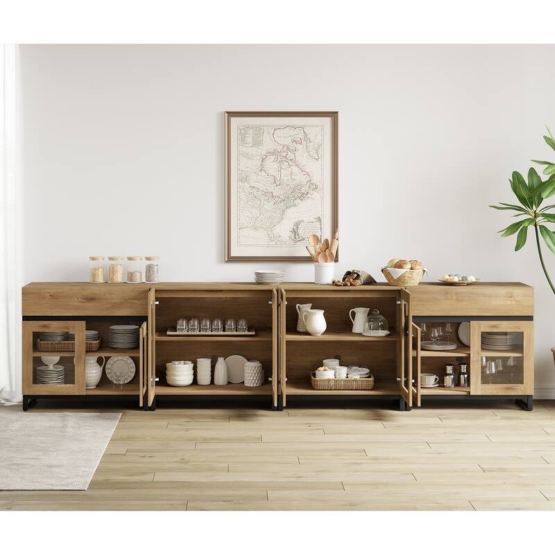 Modern TV Stand for 120" TVs, 4-in-1 Entertainment Center & Adjustable Shelf