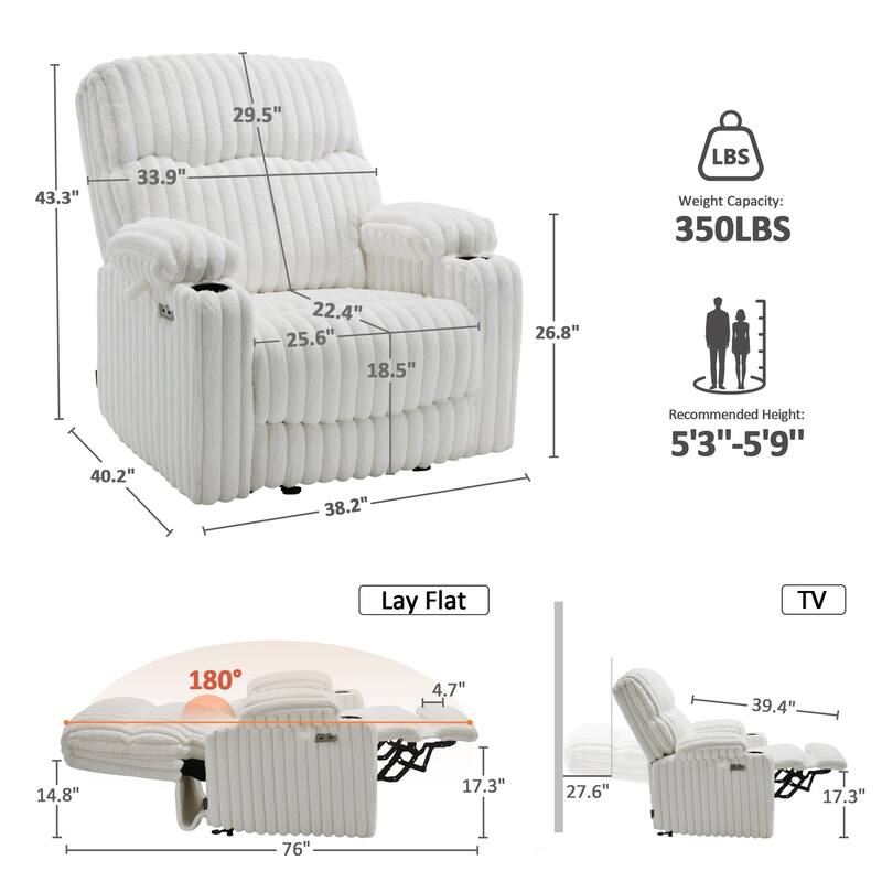 MCombo 180° Lay Flat Power Lift Recliner Chair for Elderly, Dual Motor Lift Chair with Full-Body Heating for Sleeping