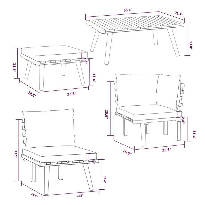 Roma 8pc Outdoor Modular Corner Sofa Set, Coffee Table, Acacia Wood
