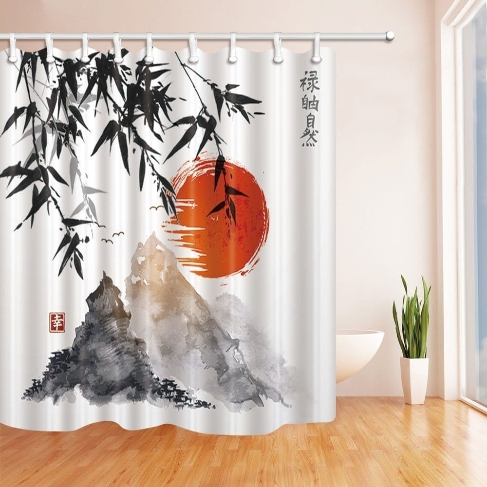 Waterproof Shower Curtain Art Bamboo Tree Print Bathroom Decor Shower Curtain 
