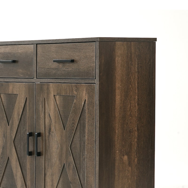 Barn Door Buffets Storage Cabinet Sideboards with 3 Drawers