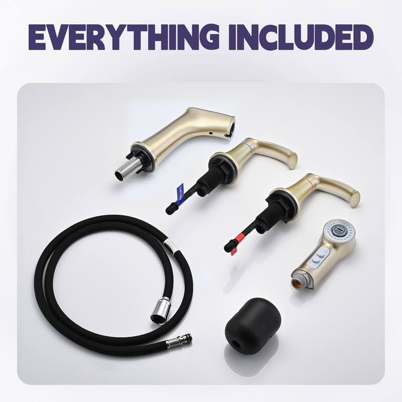 2 Handle Bathroom Sink Faucet with Pull Out Sprayer, Silent Splashback, Rust and Corrosion Resistant, Resists Discoloration
