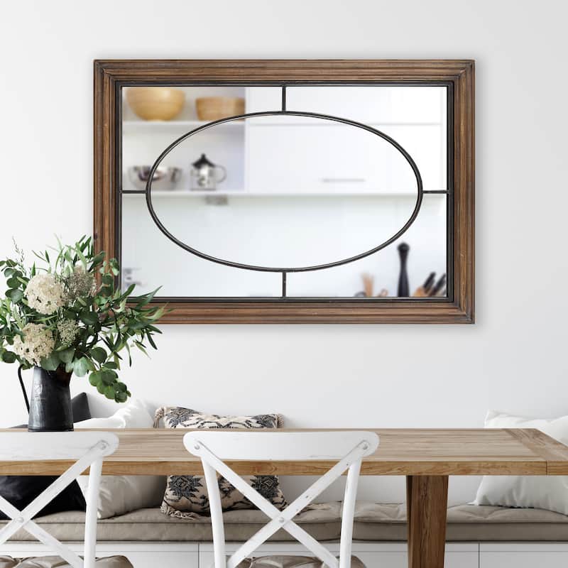 Kate and Laurel Silverthorne Wood Framed Wall Mirror - Rustic Brown - 24x34.75