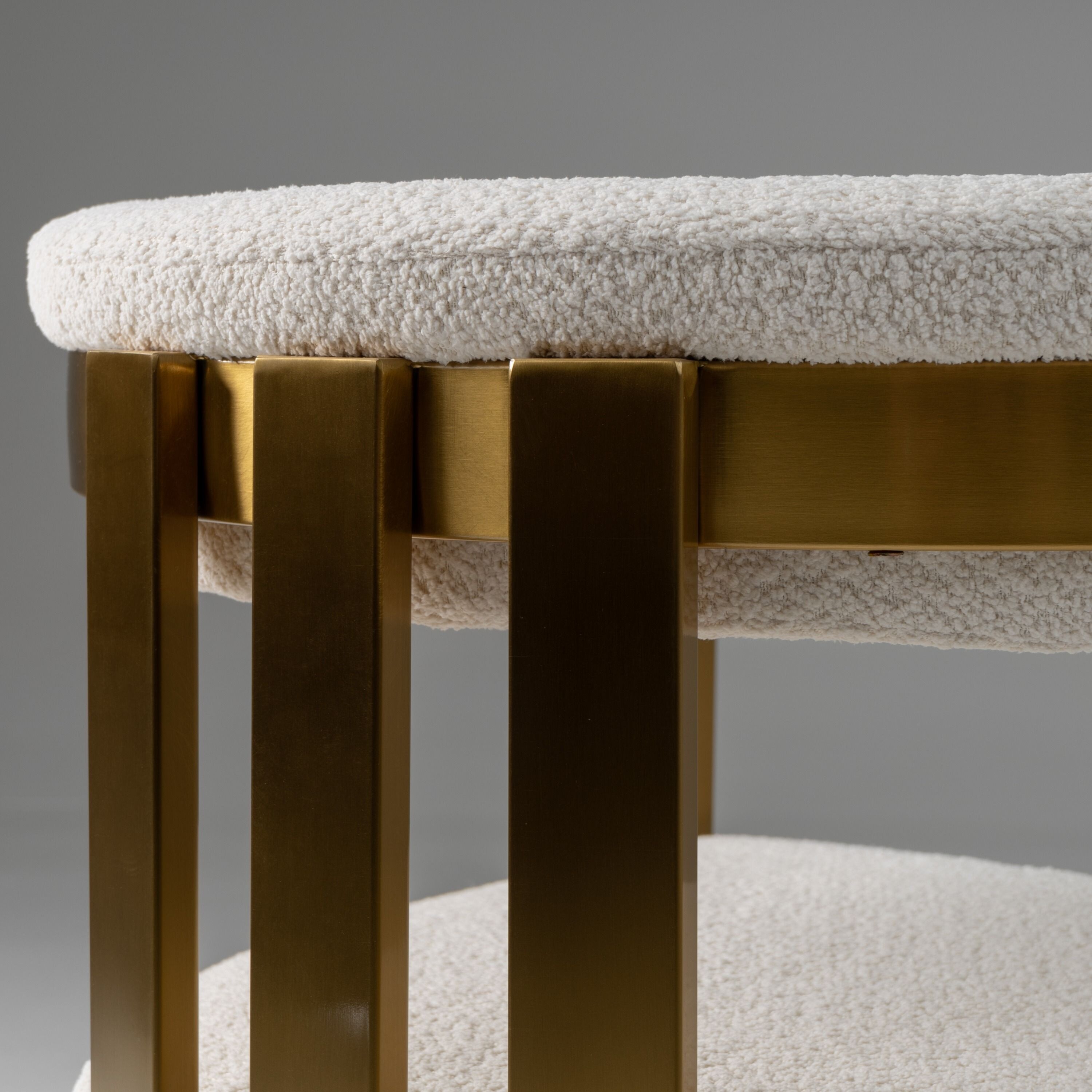 Modrest Pontiac Beige Sherpa & Gold Dining Chair