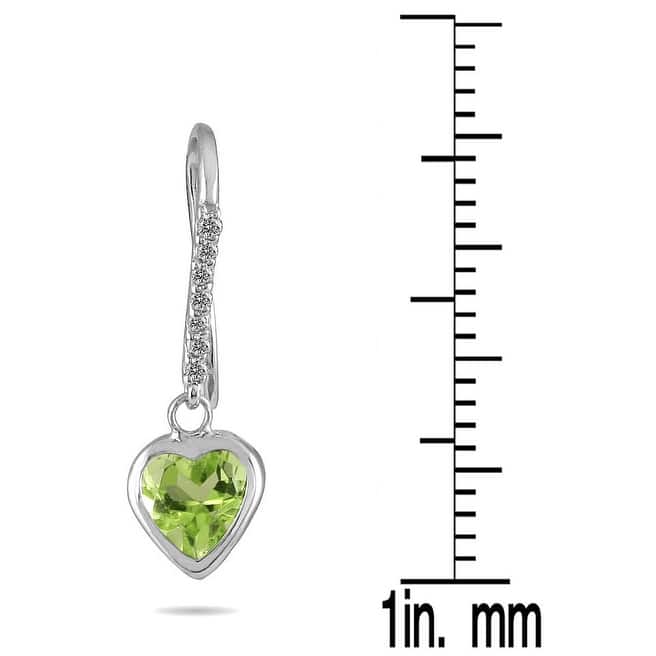 Marquee 14K Gold Peridot and 1/10ct TDW Diamond Heart Earrings (I-J, I1-I2)