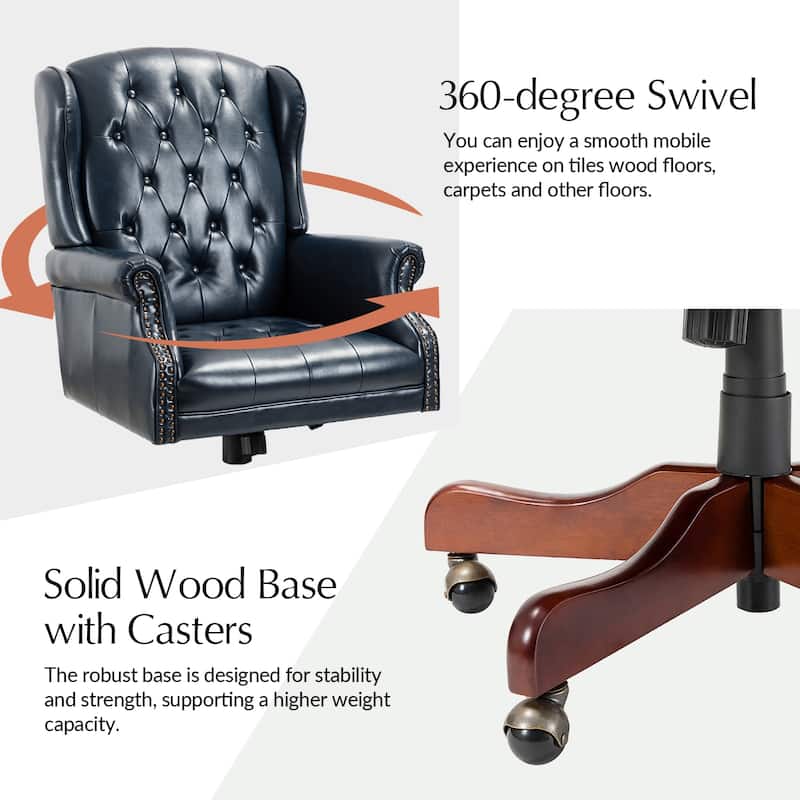 Maximiliano Modern Swivel Executive Chair with Tufted Back by HULALA HOME