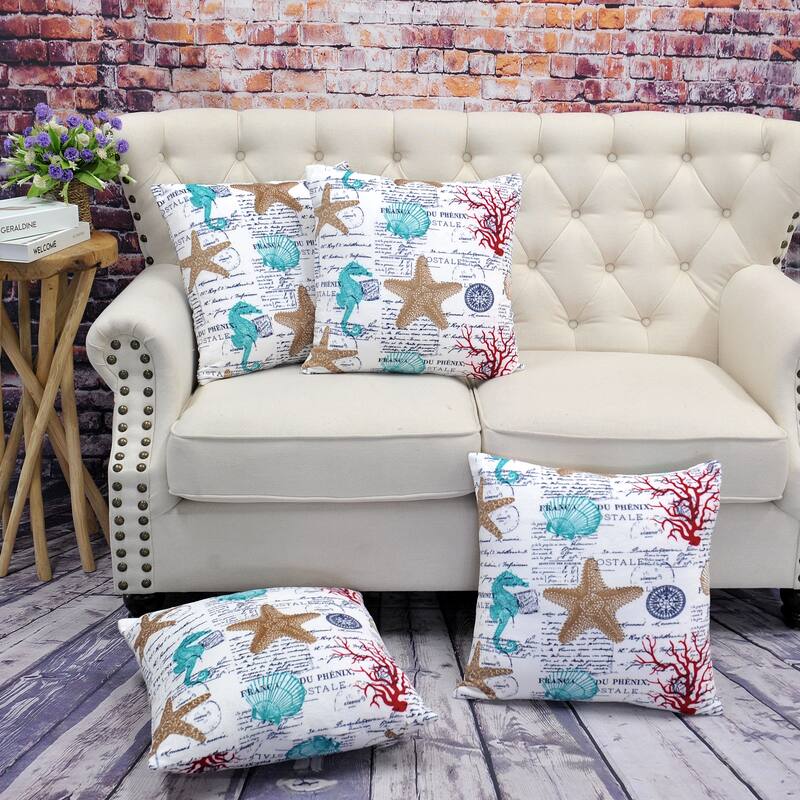 Christmas Holiday Gift Pillow Shells 4 pc Set, NO INSERT - 20" x 20" - Atlantis