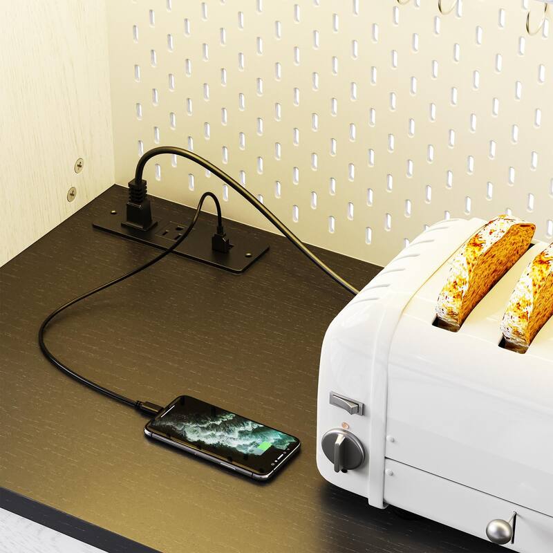 71" Rustic Pantry Cabinet Bar Storage Cabinet with Hutch, Sliding Door, 3 Drawers, Wine & Glass Rack, Pegboard, Power Outlet