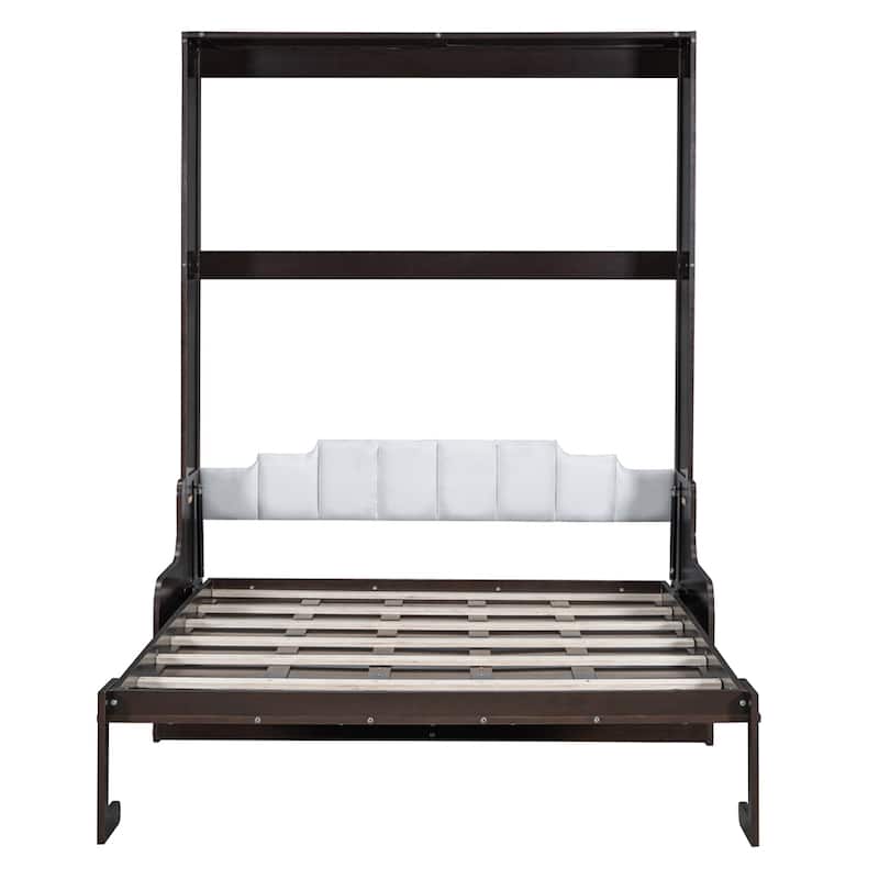 Queen Size Murphy Bed Wall Bed with Cushion - Espresso