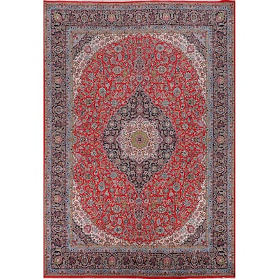 Traditional Floral Kashan Turkish Rug Medallion Machine-Made Carpet - 9'7" x 13'3"