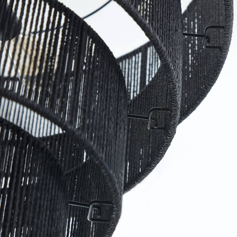KAWOTI 5-Light 4-Tiered Pendant Light with Rattan Shade