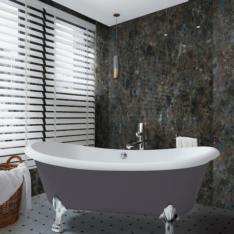 Mokleba 67" Acrylic Clawfoot Freestanding Bathtub Soaking Tub Grey