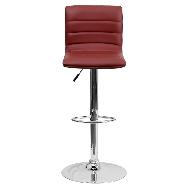 Modern Vinyl Stitch Back Adjustable Height Barstool - 16"W x 19"D x 35" - 44"H