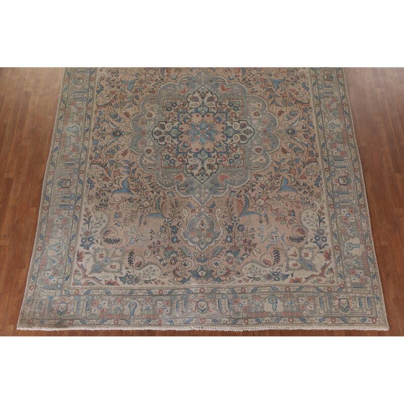 Hand Knotted Oriental 100% Wool Carpet Traditional Floral Pink Tabriz Area Rug - 12' 6'' X 9' 6''