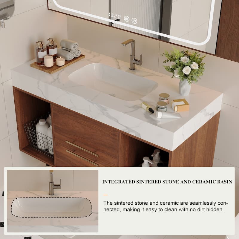 39.4" Floating Bathroom Vanity with Ceramic Sink