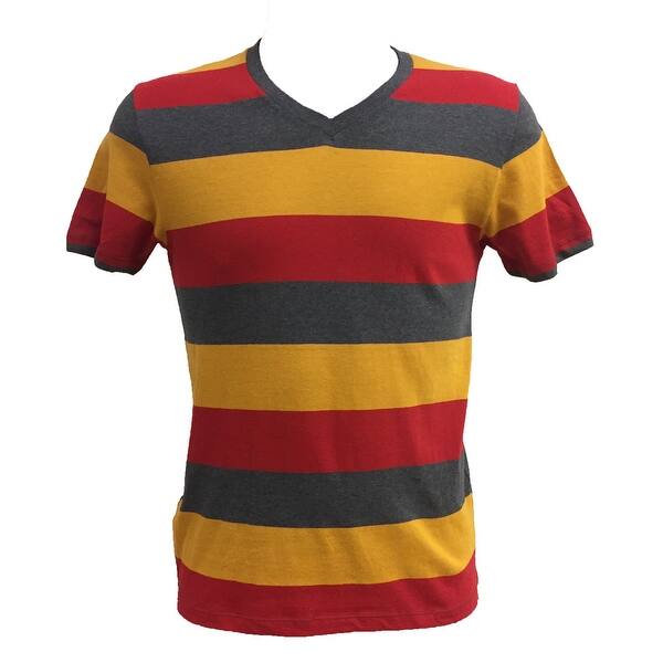 Shop Old Navy Men S Short Sleeve V Neck Striped Classic Tee Overstock 28161340 Orange Red Grey Small
