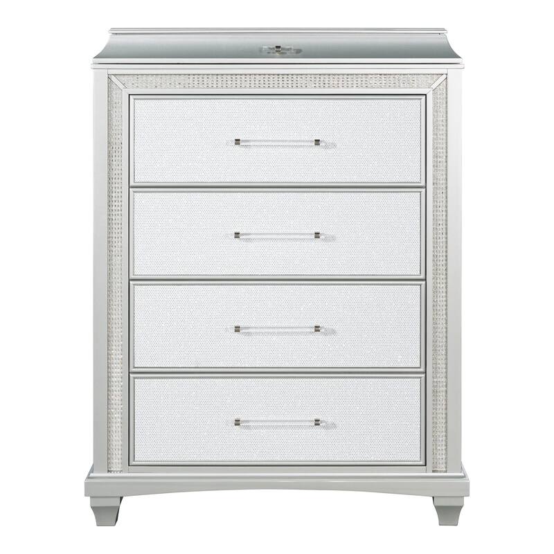 Furniture of America Gala Glam Silver 5-Drawer Chest with LED Lighting