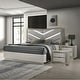 preview thumbnail 1 of 7, Furniture of America Urene Glam 3-Piece Grey Wood King Platform Bedroom Set with LED Light Grey