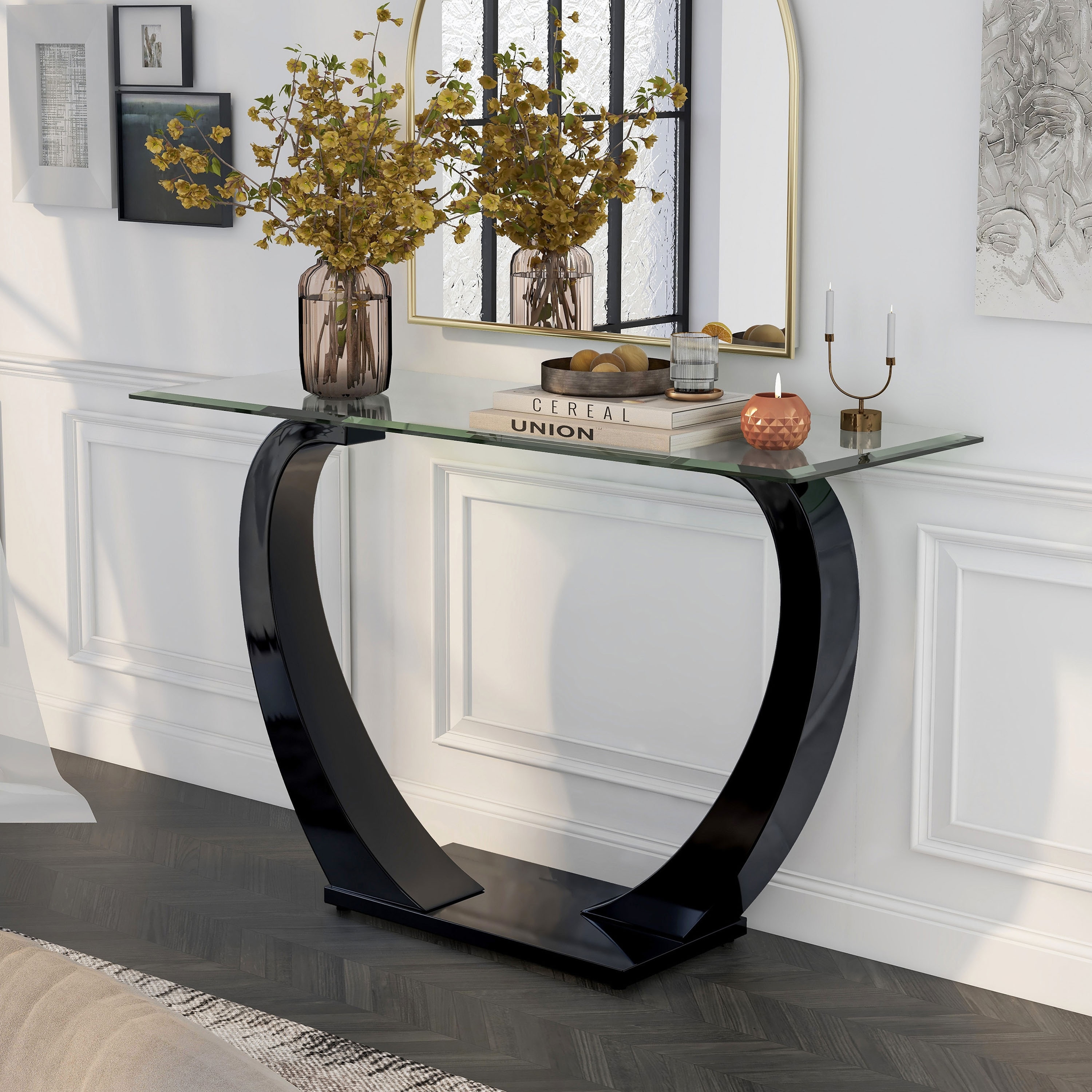 Furniture of America Cres Contemporary 48-inch Glasstop Sofa Table