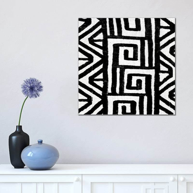 iCanvas "Mudcloth Black Geometric Design VIII" by Ellie Roberts Canvas Print - 18x18x1.5