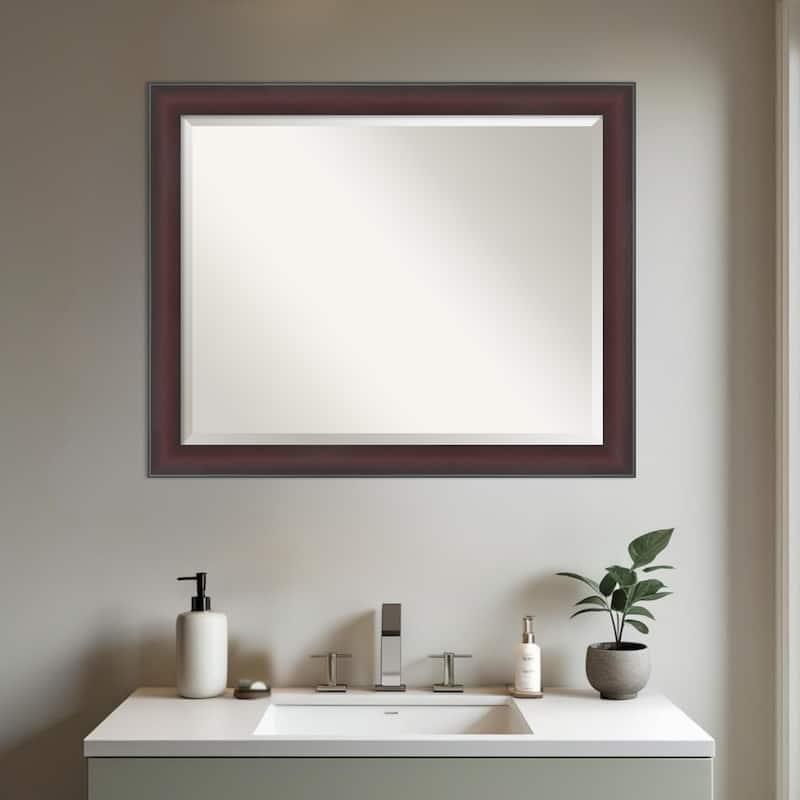 Grand Narrow Beveled Framed Bathroom Vanity Wall Mirror