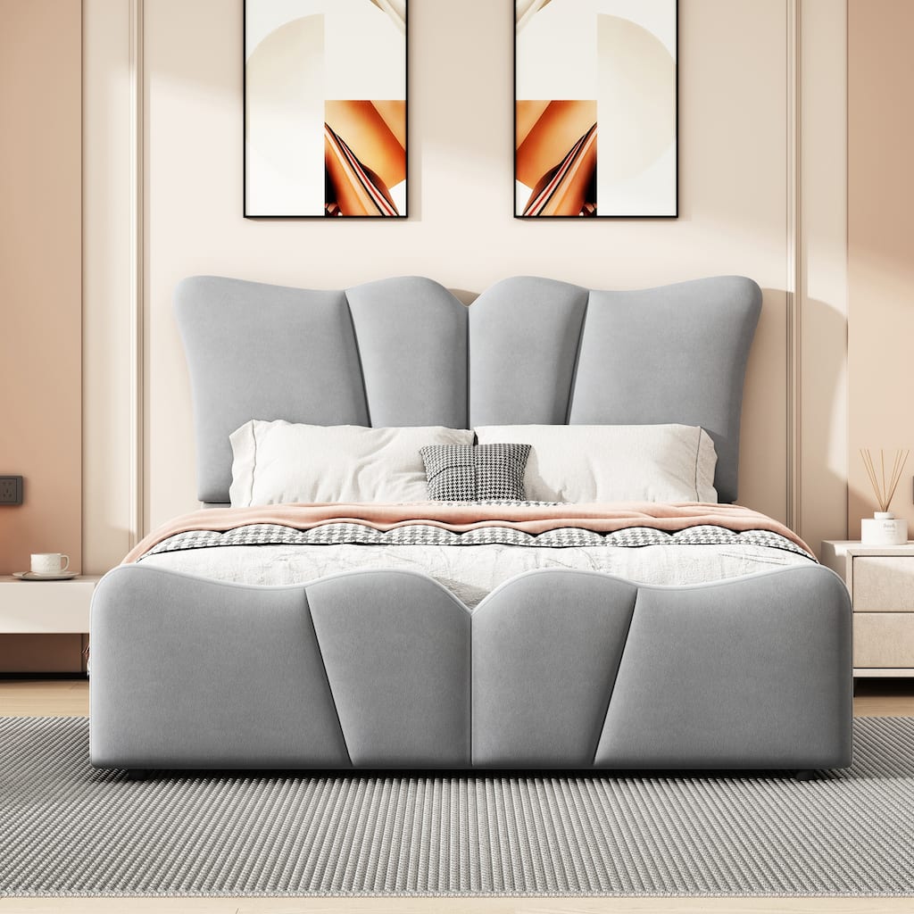 Platform Bed Velvet Upholstered Bed for bedroom
