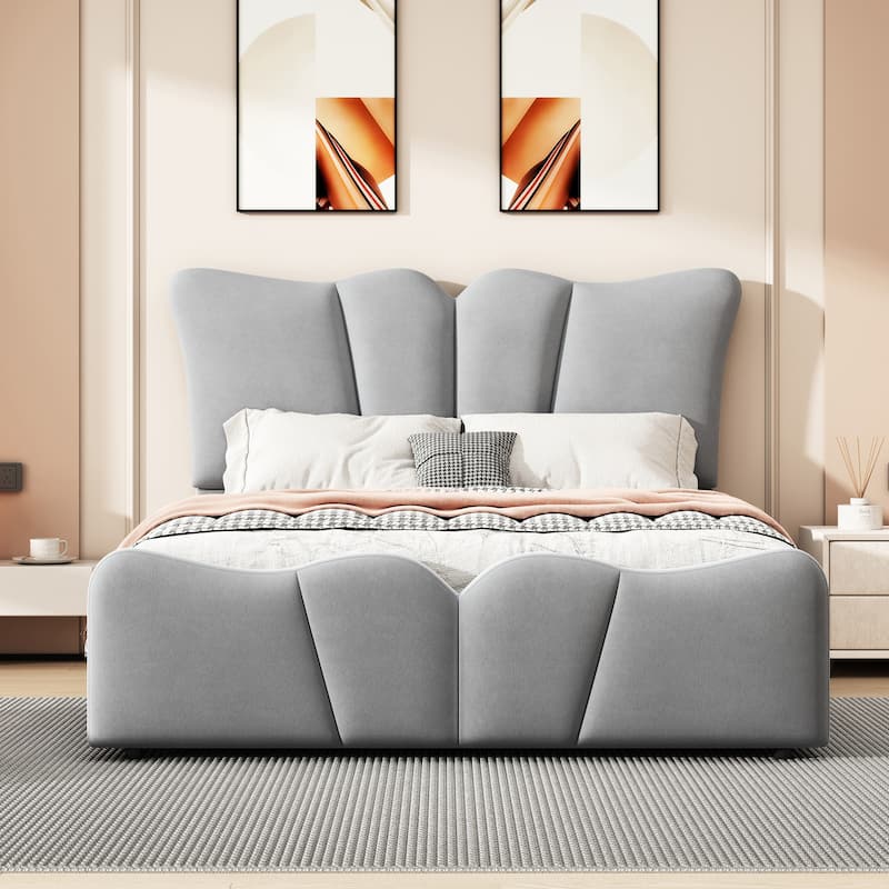 Twin Size Velvet Upholstered Platform Bed