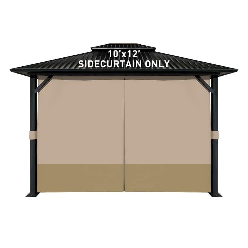 Aoodor Gazebo Curtain Replacement-Universal 4-Panel Sidewalls 10'x12', Curtain Only - 10'x12' - Sand Yellow and Khaki