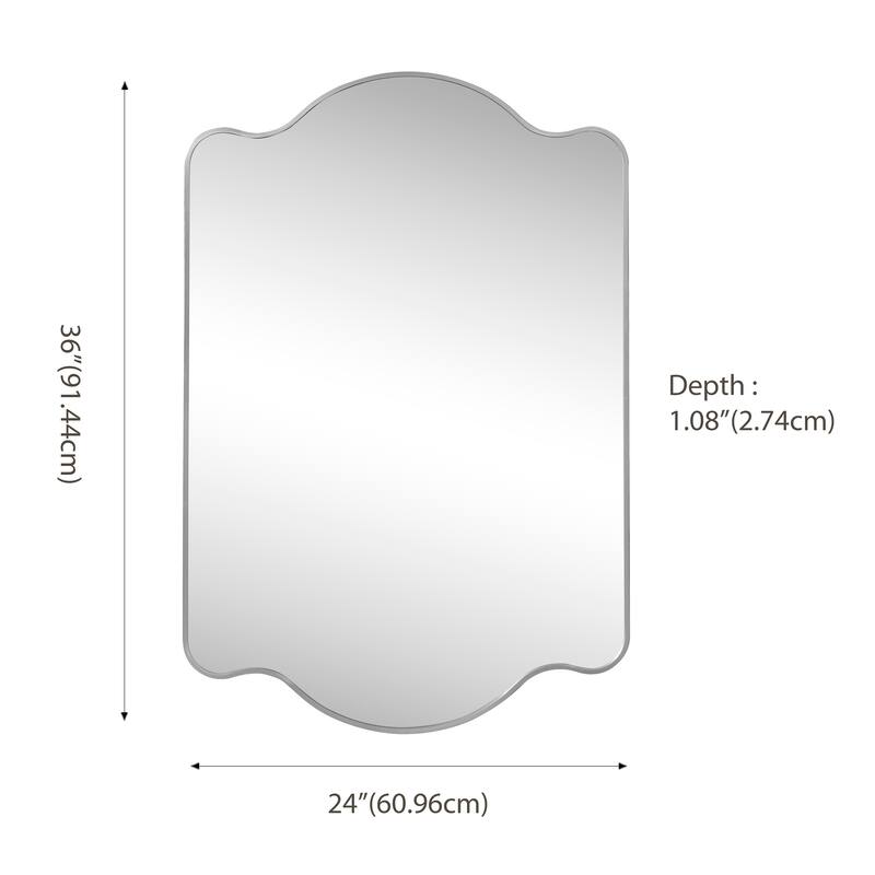24 in. W x 36 in. H Scalloped Rectangular Metal Framed Wall Mirror - 36 H x 24 W x 1.08 D
