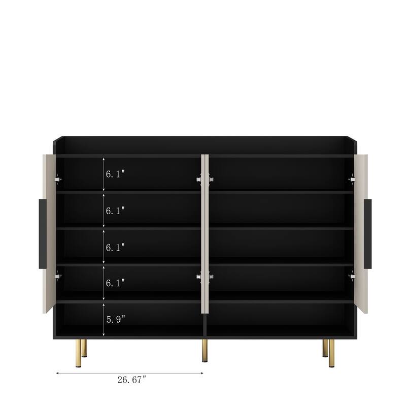 Modern Shoe Cabinet with 4 Doors, Shoe Storage Organizer with Adjustable Shelves for Entryway
