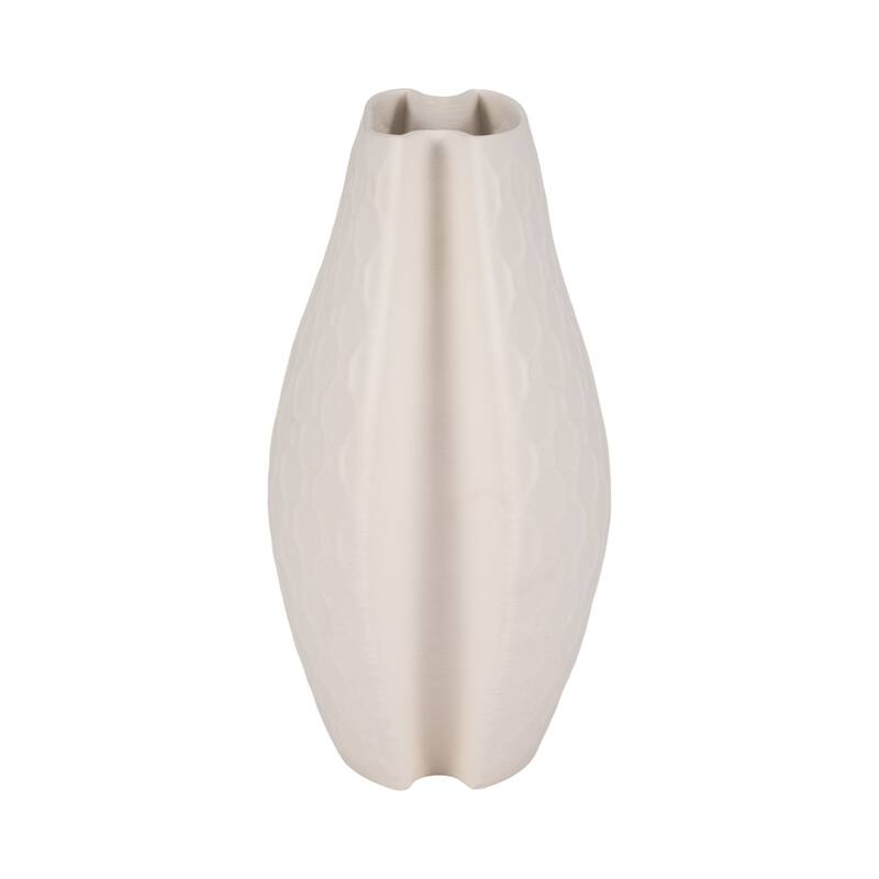 Sagebrook Home Elphantine 3D Printed Vase, Ivory/Beige, Bud, Texture