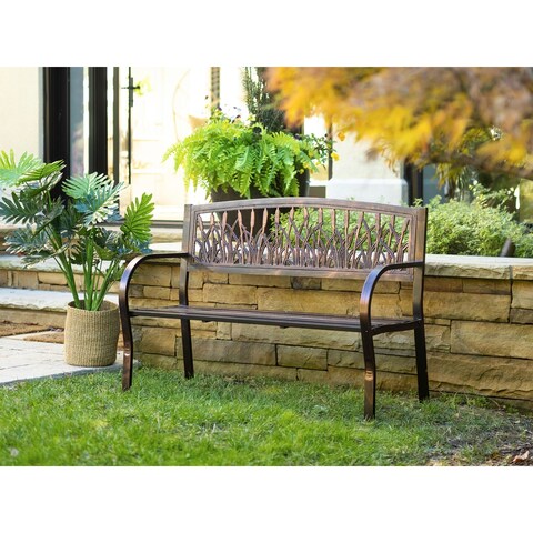 Metal Garden Bench, Cat Tail
