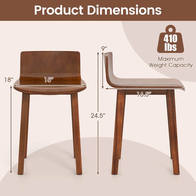Costway Dining Chairs Set of 2/4 with Acacia Wood Legs Curved Seat & - See Details