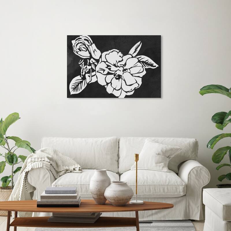 Wynwood Studio Canvas Floral and Botanical Beach Rose Noir Black and Modern & Contemporary Wall Art Canvas Print - 30 x 20