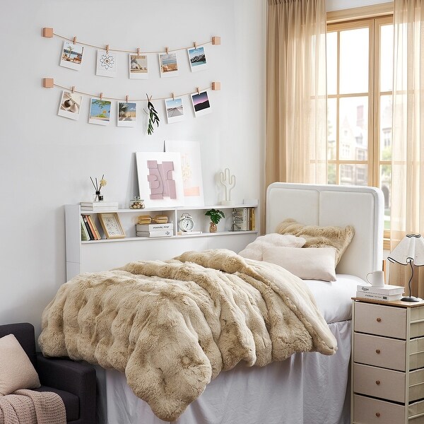 白単サバキ三重スリーブ付き DormCo Yak About It® White Long Cube Bedside Shelf - On Sale - Bed
