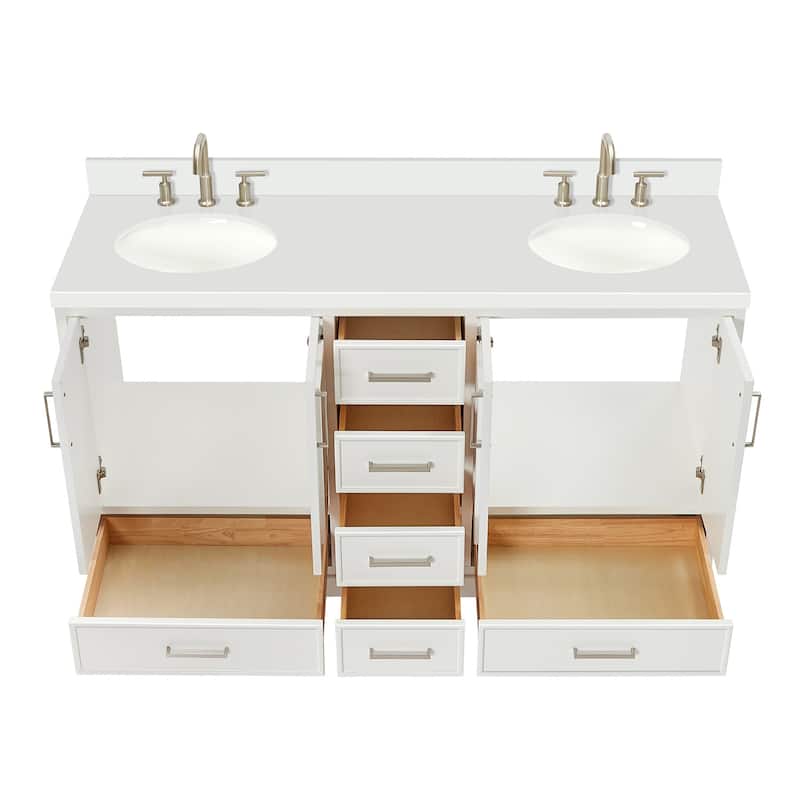 Ariel M061DWQOVO Stafford 61" Free Standing Double Basin Vanity Set