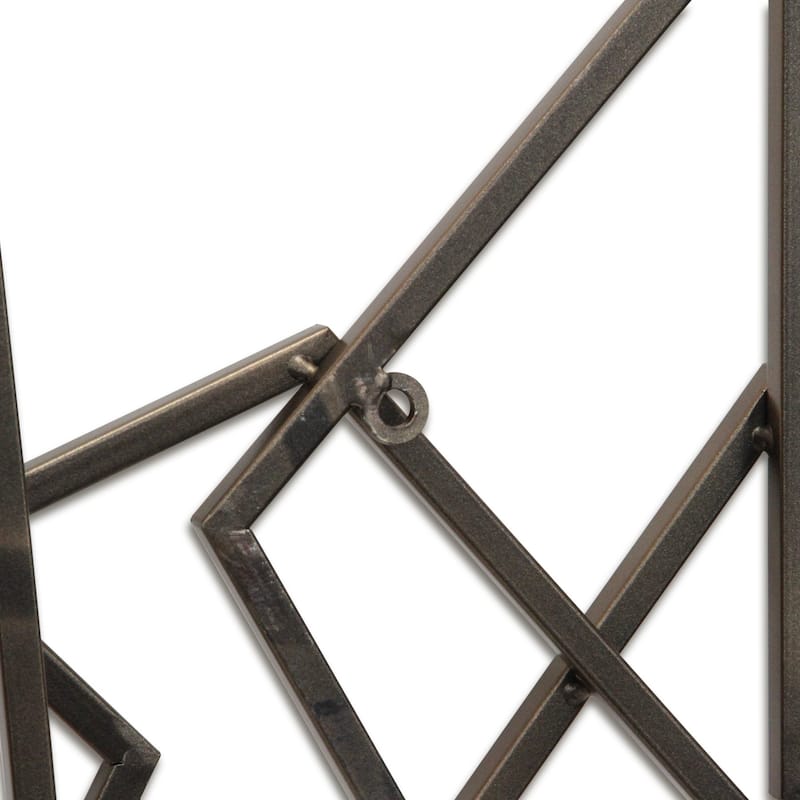 HomeRoots 24" X 48" Bronze Geometric Metal Abstract Hanging Dimensional Sculpture