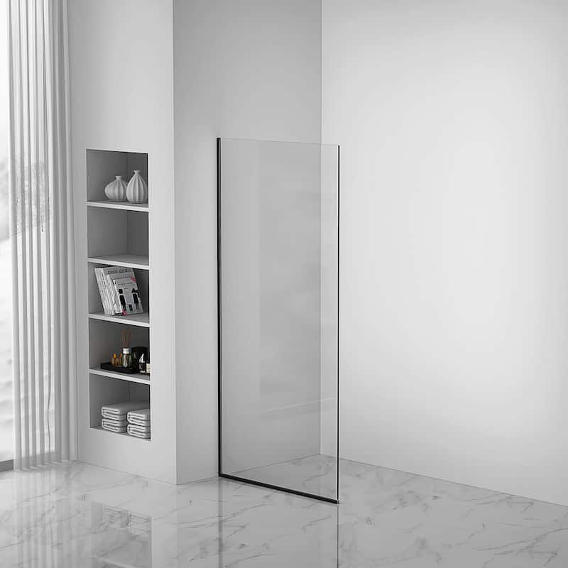 Fine Fixtures Single Fixed Clear Tempered Glass Shower Panel