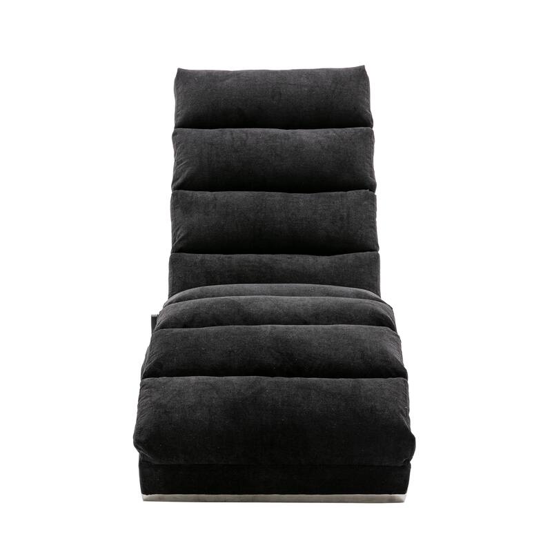 Luxury Upholstered Chaise Lounge Chair with Vibration for Relaxation, Fixed Back Fabric Leisure Recliner Sofa