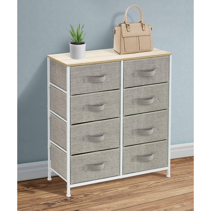 Modern Fabric and Metal 8-cubby Storage Tower