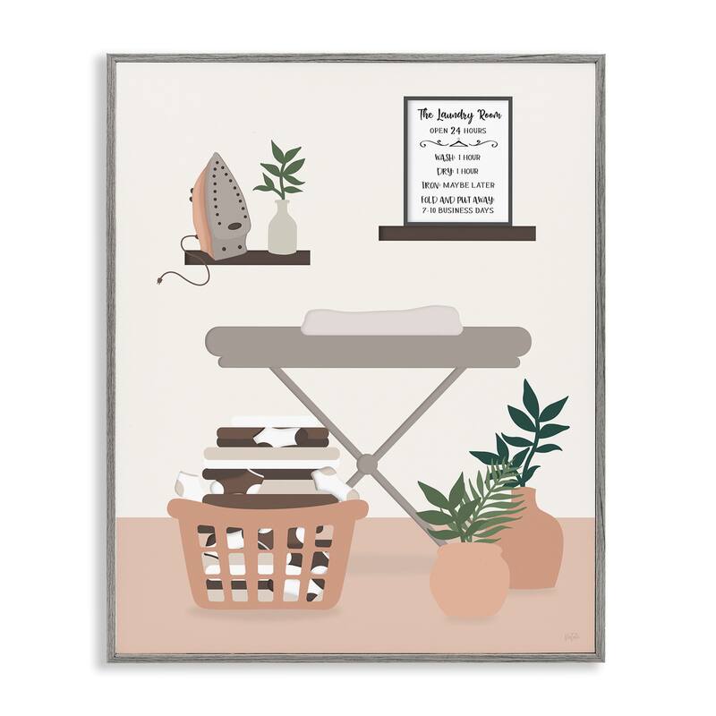 Stupell Laundry Rules Modern View Framed Giclee Art Design By Natalie Carpentieri - 24 x 30 - Grey