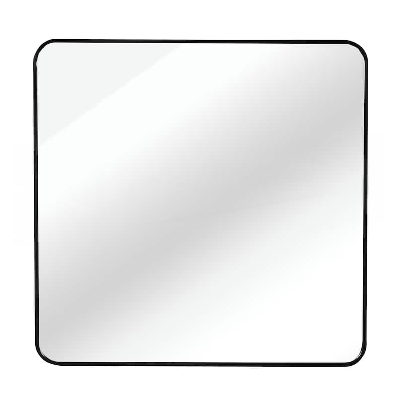 30 in x 30 in Black Metal Framed Square Bathrrom Mirror for Wall