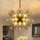 preview thumbnail 22 of 56, 18-Light Cluster Blue Glass Bubble Chandelier - 25in Wide Gold
