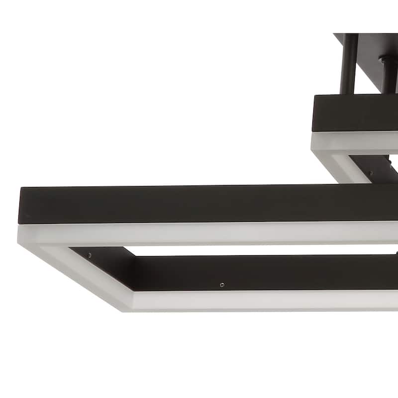 Loop 28" Geometric Integrated LED Metal Flush Mount, Black by JONATHAN Y